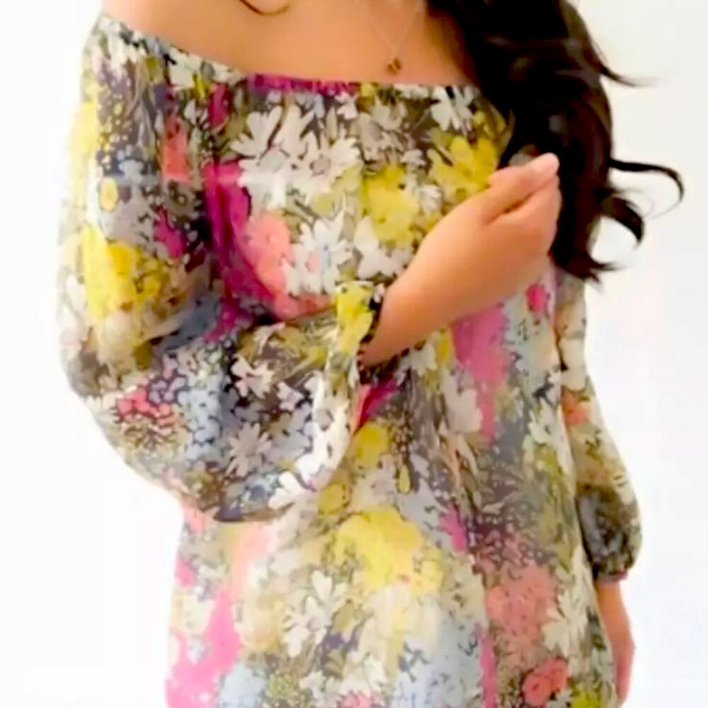 Anthropologie Edme & Esyllte Silk Floral Blouse Womens Medium Boho Coquette Girl